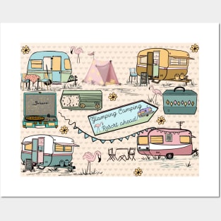 Flamingo Travel Trailer Park Posters and Art